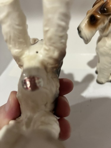 Enesco Fox Terrier Dog Figurines Japan Vntg Porcelain Airedale WireHaired Set 5” - Picture 4 of 10