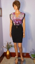 New w/o Tags Express Trendy Purple Orchid Print & Blk Bandage Skirt Dress, M