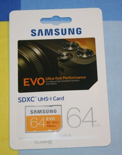 Carte SDXC Samsung 64 Go EVO classe 10 NEUVE jusqu'à 48 Mo/s (MB-SP64D/AM) - Photo 1 sur 8