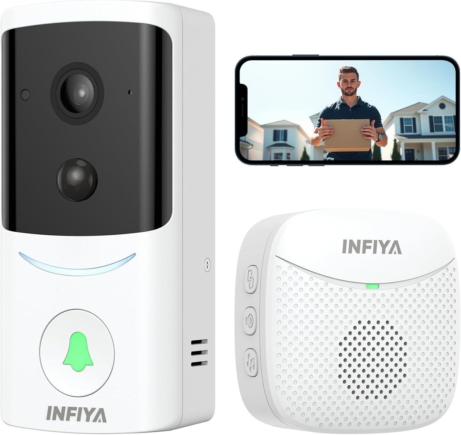 Wireless Smart WiFi Doorbell Camera with Intercom and Chime for Home Security-image