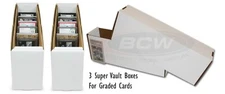 3 BCW Graded Card Super Vault Storage Box 1 Row PSA Beckett & Other Graded Cards