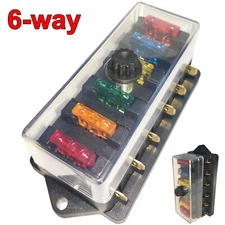 6-Way Auto Blade Fuse Holder Box Block For Car Marine Boat Trailer RV