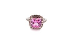 Sterling Silver 925 Lab-Created Pink Sapphire White Sapphire Ring Size 6.75