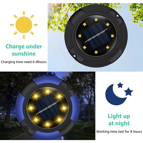 Solar Buried Light Dusk To Dawn Street Lights Led Lawn Underground Waterproof - Picture 5 of 15