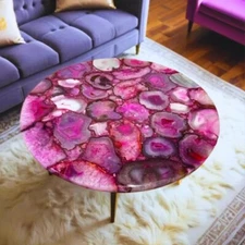 30" Pink Agate Stone Center Sofa Coffee Table Handmade Gemstone Home Furniture