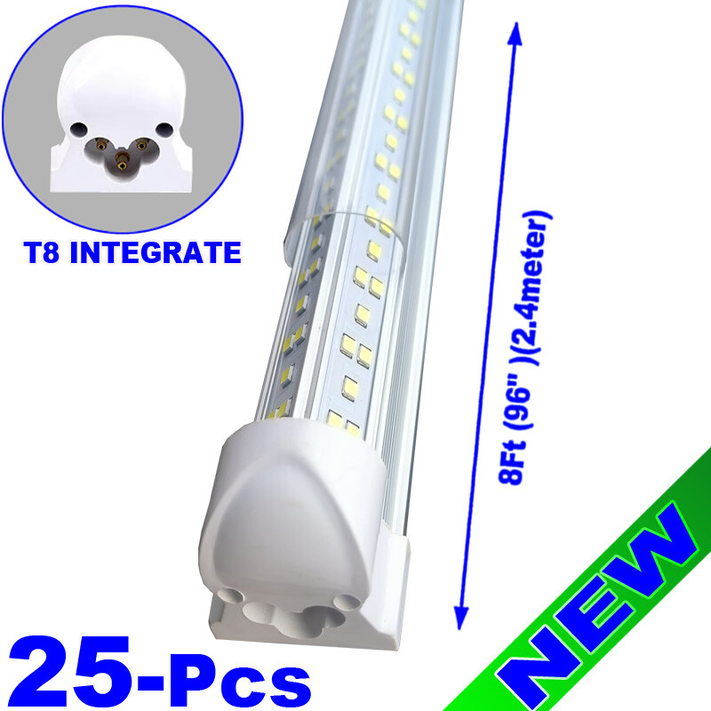 8 Foot 144W Led Tube Light Integrate 4 Row 8' Led Shop Light Garage Light 25P