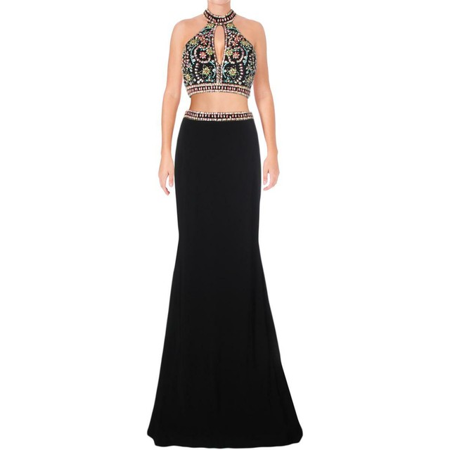 crop top gown black