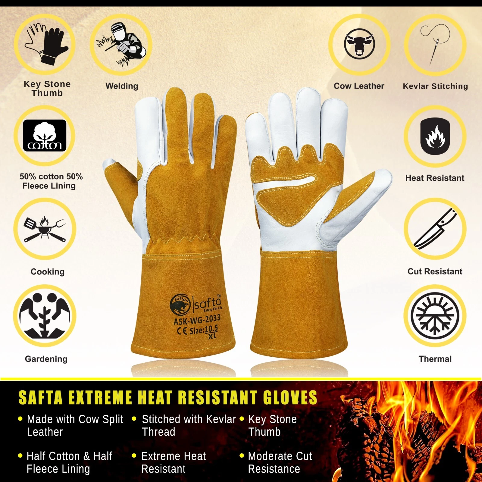 Welding Gloves Extreme Heat Resistant TIG MIG Welder Gauntlets High Temperature
Opens in a new windo