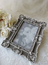 ON SALE-5x7 Ornate Frame,Aged Antiqued White,Victorian,Baroque,Farmhouse,Cottage