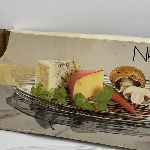 Vintage Mikasa Crystal Neo Classic Oval Glass Canape Tray, Includes Original Box - Picture 4 of 11