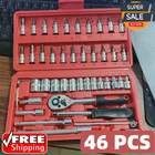 New Listing46 Pcs Socket Wrench Set 1/4" Drive Ratchet Metric Kit Garage Car Repair Tool Us