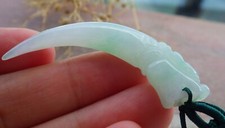 Video Certified Green 100 Natural A JADE JADEITE PENDANT Dragon tooth 108197 VS
