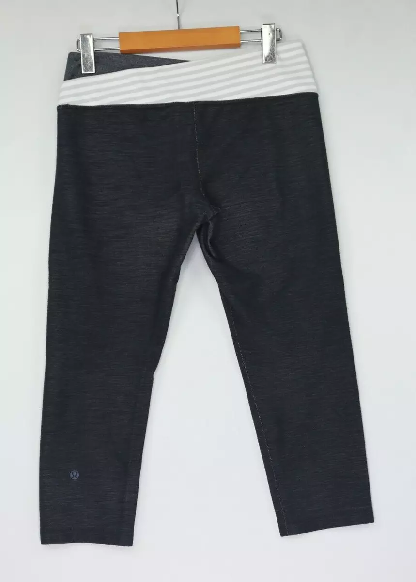 Lululemon Leggings Astro Wunder Under Womens Size 6 Gray White Yoga Pants  Crop