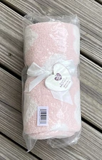 Parents Choice Cable Knit Baby Blanket White Pink Hearts Soft Girls Gift New