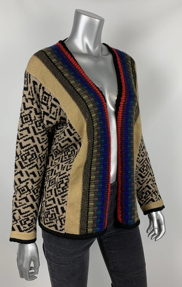 Cárdigan Hoss Intropia Mujer M Lana Medio Tejido Multicolor Geométrico Largo Slv Foto 2 de 4