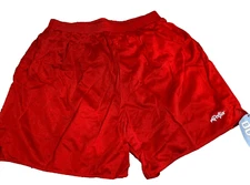 Vtg Dolfin Womens M Nylon Shiny Lined w/ Liner Pocket Split Running Shorts Red