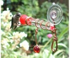 WINDOW WONDER One Tube HUMMINGBIRD Feeder w/ Red Glass Bead & Copper Perch USA