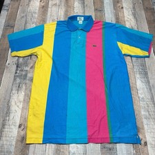 Vintage IZOD Lacoste Polo Shirt Mens Large Multicolor Retro Striped USA 90s