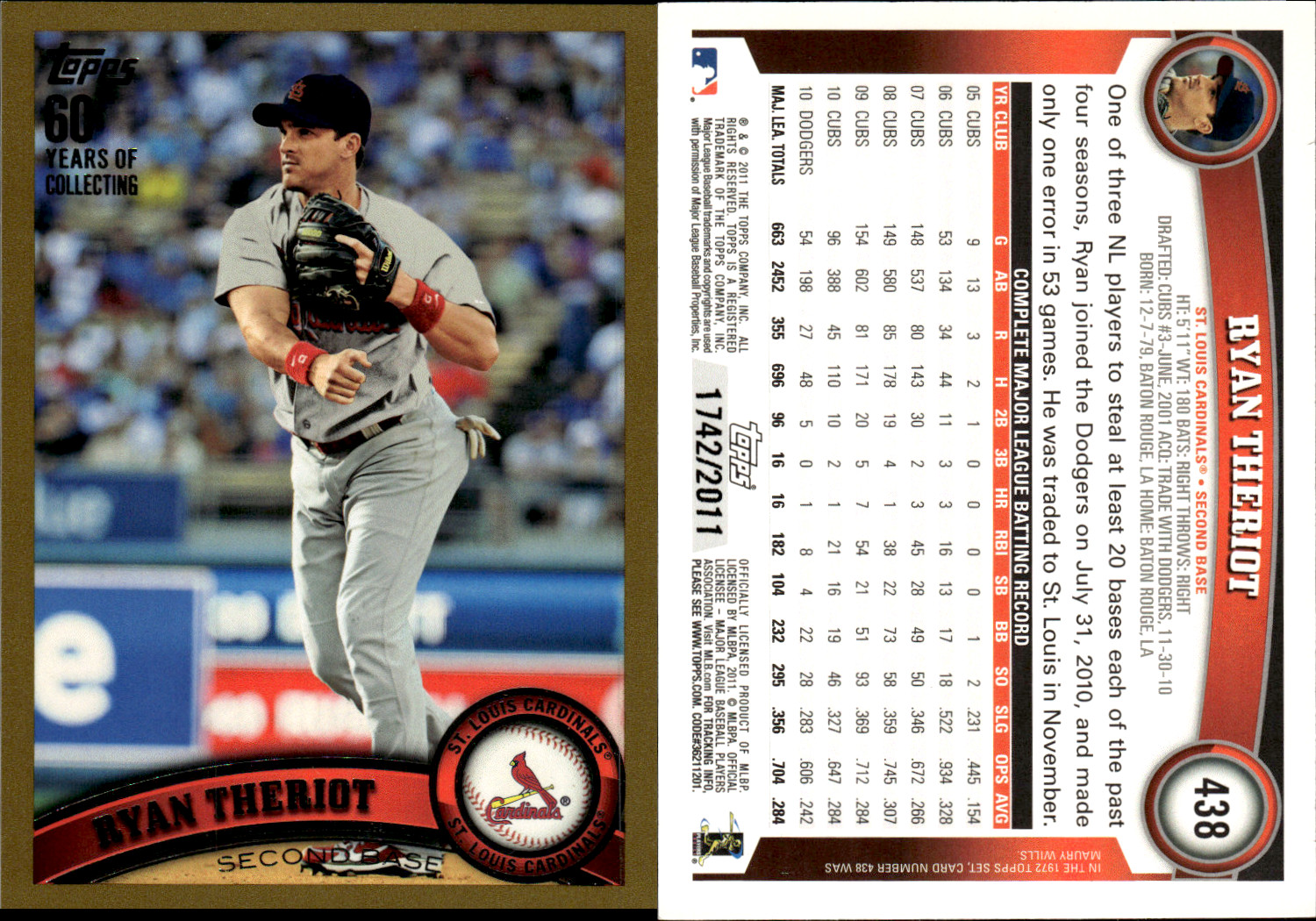 2011 Topps Series 2 - Gold Parallels /2011 (#331-660) ~ Choose Your Card