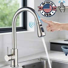 Sensor Touch Kitchen Sink Faucet Pull Out Sprayer Swivel Single Handle Mixer Tap