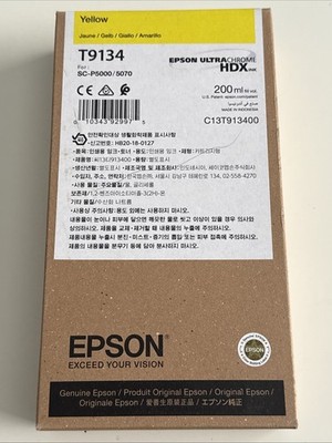 Genuine Epson Yellow Ink Cartridge T9134 For SC-P5000/5070 - NEW Factory Sealed