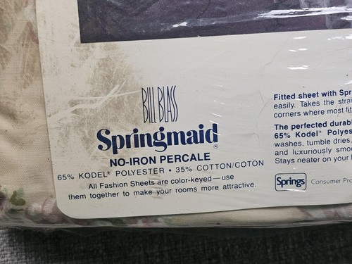 Vintage Bill Blass Springmaid Double Bed Set Floral No-Iron Percale USA New - Picture 6 of 7