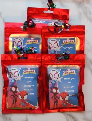 10 X PARTY BAG POUCH FAVOUR SPIDEY AND FRIENDS BIRTHDAY PERSONALISED Sweets