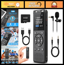 64GB Digital Voice Recorder for Lectures, Meetings, Interviews - Voice Activated