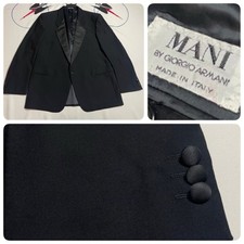 MANI by Giorgio Armani Tuxedo Blazer Jacket 100 Wool Black 46R Italy Made Mint