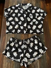 Way To Celebrate Women’s L Black Ghost Halloween Shorty Pajama Set