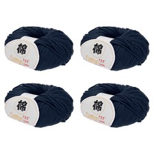Cotton Yarn,Soft Knitting Yarn 4 Packages of 200g/7.05oz/ Navy Blue