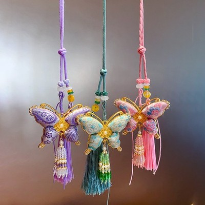 Handcrafted Butterfly Tassel Bag Hanger, High-End Rearview Mirror Car Hanger