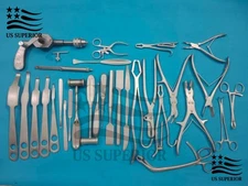 Orthopedic Bone Liver Depth Gauge Curette Chisel Rasp Elevator Hammer Set