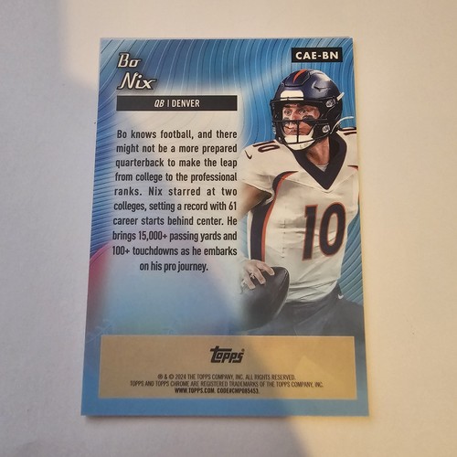 Bo Nix 2024 Topps Chrome RC Rookie All-Etch Pink Refractor #CAE-BN - Picture 2 of 2