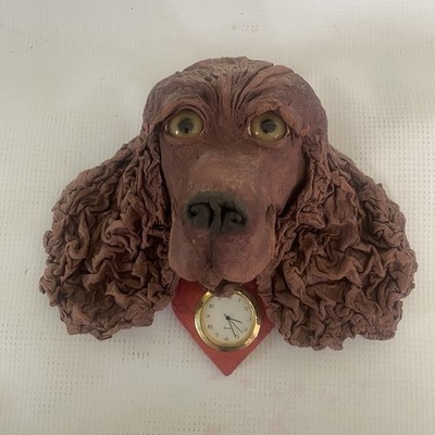 F.B. Fogg 3D Dog Clock Paper Mache Dog Head With Clock Heart Spaniel
