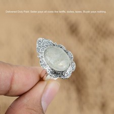 Halloween Sale June Birth Natural Moonstone Sterling Silver Trendy Artisan Ring