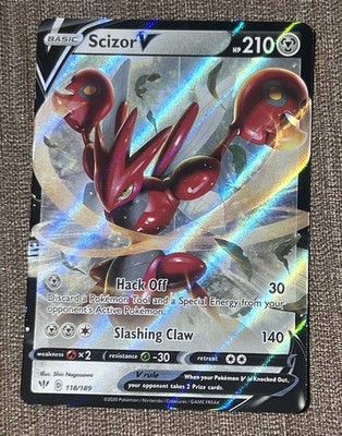 Scizor V 118/189 Pokémon Swsh03: Darkness Ablaze Holo NM