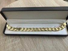 SOLID SILVER 14k GOLD PLATED BRACELET 9” ITALY 64 grams