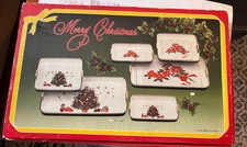 New Old  Stock Christmas Trays 1985 Artmark Set of 3 Lacquer Holiday Tree