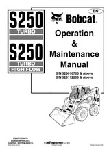 BOBCAT S250 TURBO & TURBO HIGH FLOW OPERATION & MAINTENANCE MANUAL REPRINTED