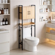 Over the Toilet Storage Cabinet Bathroom Space Saver Organizer with Double Doors