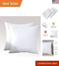 Set of 2, 100 Cotton Soft Square Decorative Throw Pillow Protector Covers So...