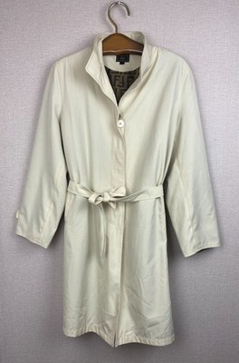 Fendi Vintage Damen langer Mantel Creme Made in Italy Gr. XL