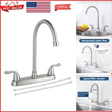 Brushed Nickel Kitchen Sink Faucet - High Arc 2 Handle Design for Elegant Spaces