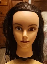 Long  Brown Hair Mannequin Head Hairdresser Training Cosmetology Clamp