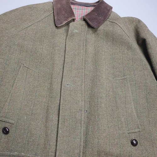 Barbour Derby Tweed Wool Coat Mens Vintage 90s Green Jacket Size C44 /112CM XL - Picture 4 of 16
