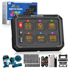 LED RGB Switch Panel 6 Gang Offroad Light Control Circuit Box Relay System 12v
