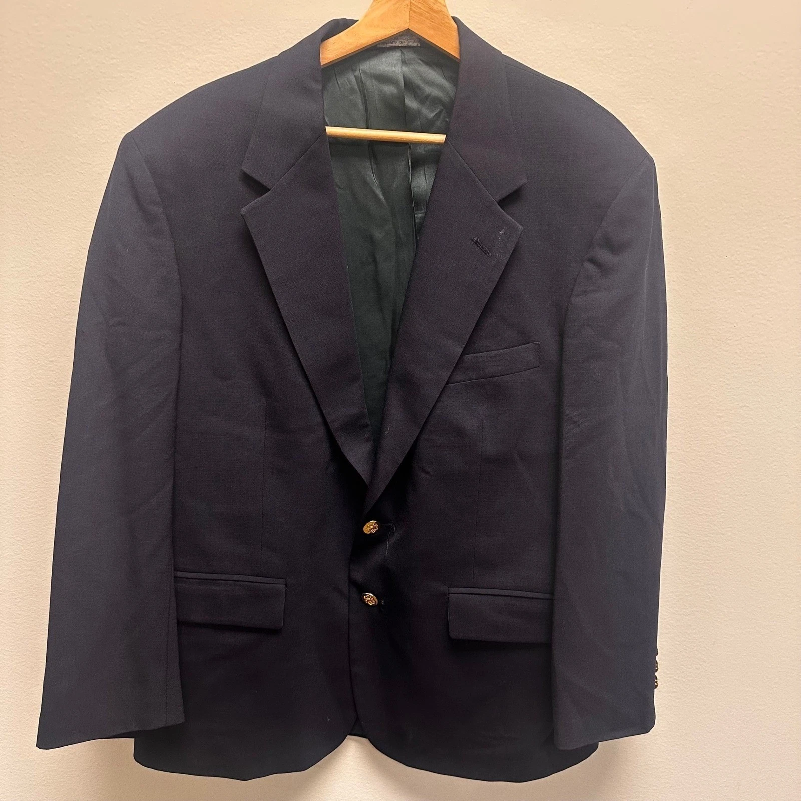 John Alexander Blazer Mens Size 42S Gold Button Classic Worsted Wool Preppy - product detail image 3