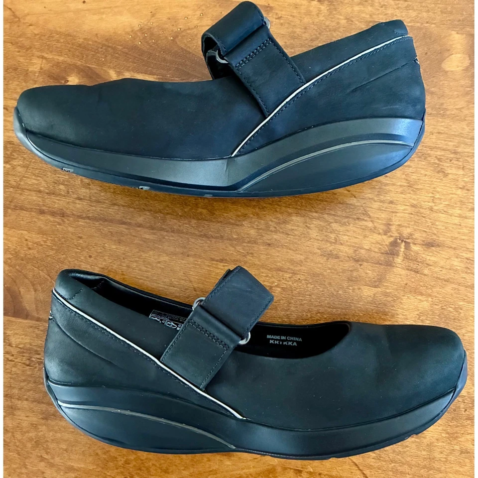 MBT 黑色皮革 Mary Jane 步行摇椅鞋女式 6-6 1/2 二手状况完好 — 第 3/4 张图片