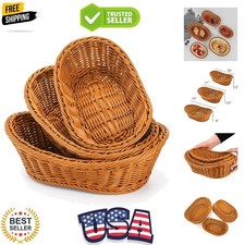 Durable 3-Piece Wicker Basket Set for Serving - Beautiful Farmhouse Design